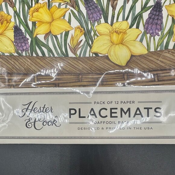 Hester & Cook Daffodil Basket Paper Placemats Pack Of 12 Easter Spring Purple - Picture 3 of 9